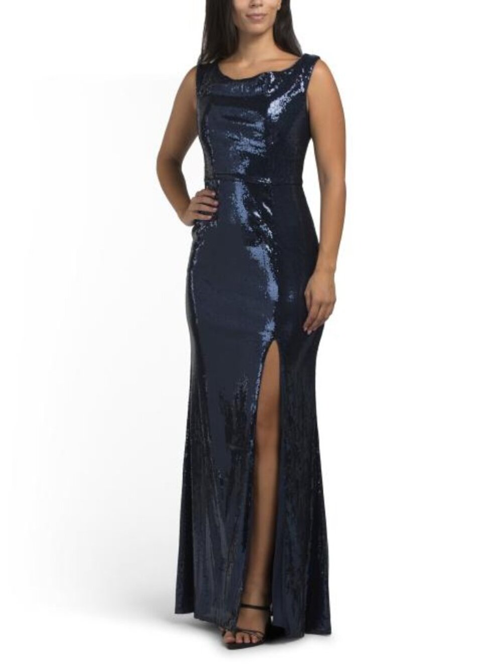 GALINA SIGNATURE Asymetrical Sequin Top Gown